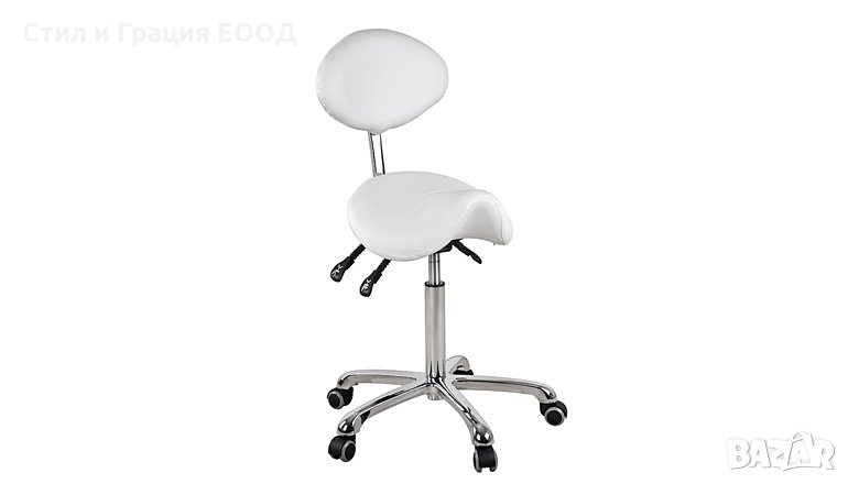 Козметичен/фризьорски стол - *табуретка с облегалка Dynamic 59/79 см - бяла, снимка 1