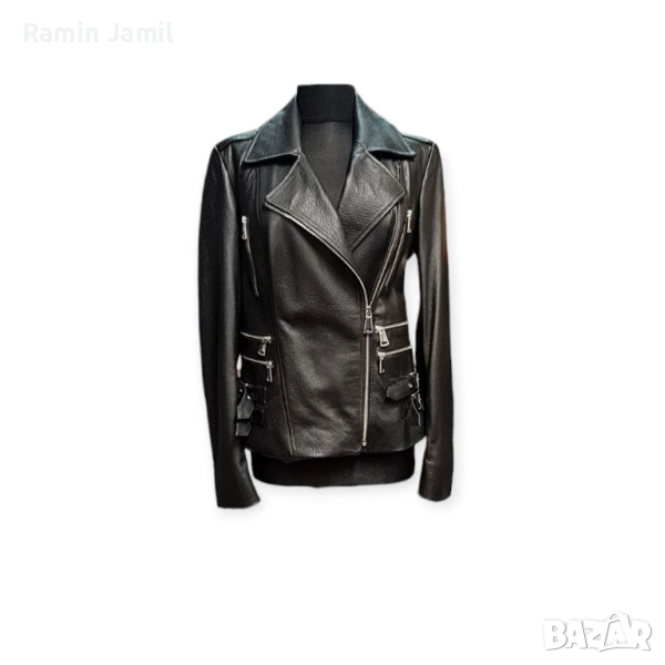 Черно телешко яке – естествена кожа, снимка 1