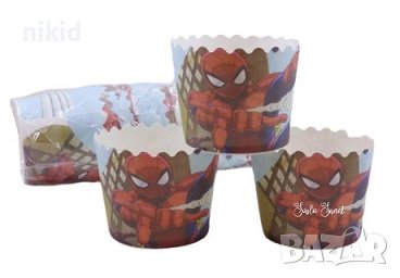 10 бр Спайдърмен spiderman хартиени кошнички капсули поставки чашки за кексчета мъфини, снимка 1