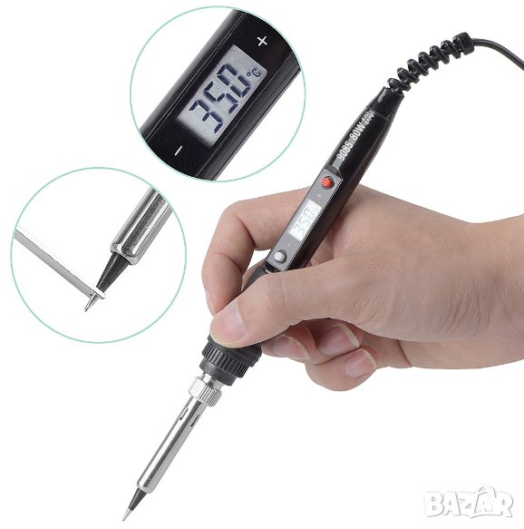 Поялник с Терморегулатор 220V, 80W ПОЯЛНИК С ДИСПЛЕЙ с регулиране на температурата от 180 до 500 гр., снимка 1