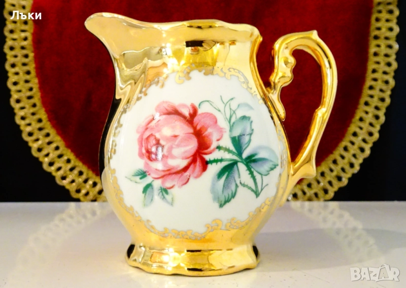 Каничка баварски порцелан,чисто злато,роза,барок. , снимка 1