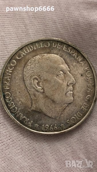 Сребърна монета Испания 100 песети, 1966, снимка 1