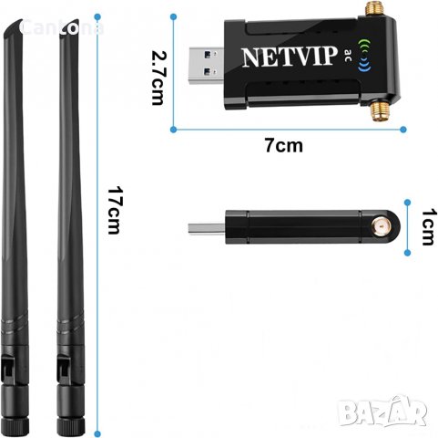 AIGITAL WiFi Безжичен мрежов адаптер 1200Mbps, USB 3.0 WiFi Dongle Dual Band АС 5GHz +2.4GHz, снимка 6 - Мрежови адаптери - 37609208