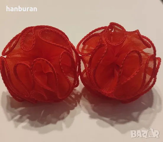 Червени кордели за коса, снимка 4 - Аксесоари за коса - 44214299