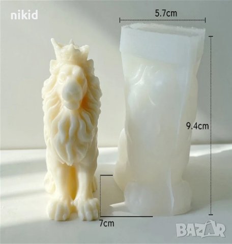 3D Кралски Лъв с корона цилиндър силиконов молд форма калъп фондан гипс смола шоколад декор свещ, снимка 2 - Форми - 43872472