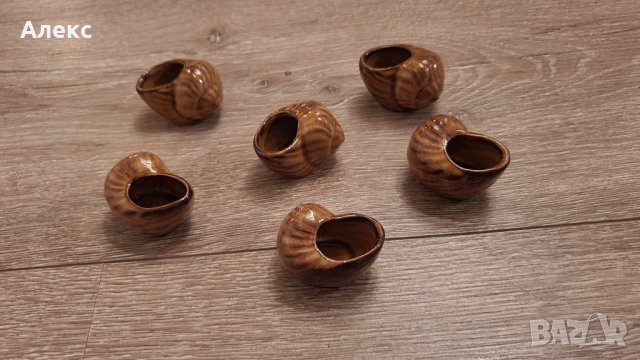 Френски порцеланови охлювчета за шот, 6бр– Неизползвани., снимка 2 - Чаши - 37828907