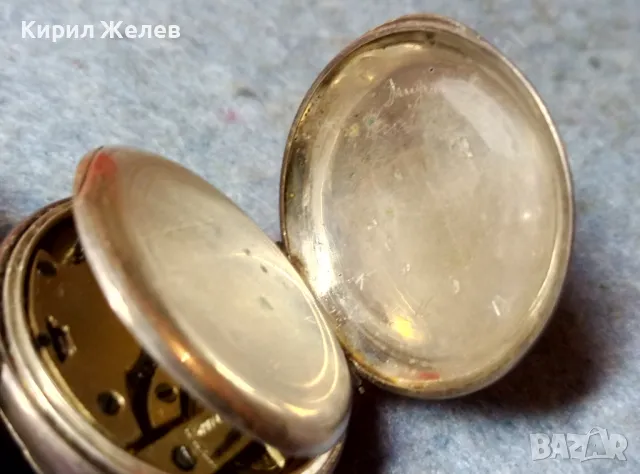 Стар ШВЕЙЦАРСКИ СРЕБЪРЕН ДЖОБЕН ЧАСОВНИК с КРАСИВА РЕТРО ОРНАМЕНТИКА ФУНКЦИОНИРАЩ 47690, снимка 8 - Антикварни и старинни предмети - 48288544
