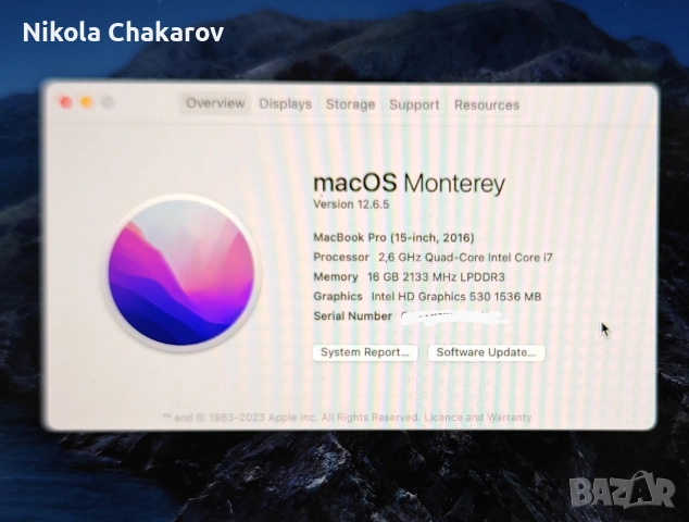 Mac Book Pro 15-inch 2016 / 16GB / 512GB SSD / Core i7, снимка 4 - Лаптопи за работа - 53359091