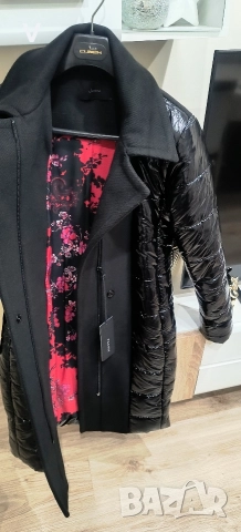 Ново дамско черно палто Junona Юнона манто яке кроп топ бюстие обувки ботуши, снимка 2 - Палта, манта - 52771995