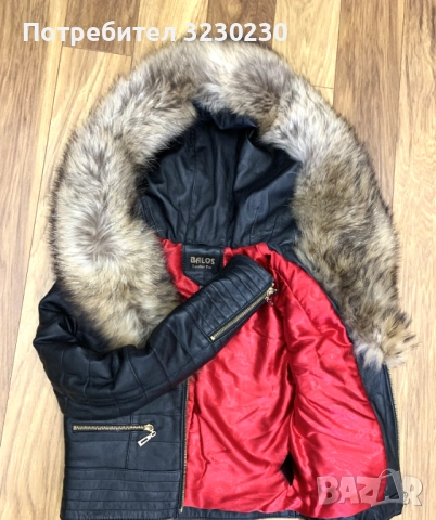 Дамско кожено яке с качулка с косъм от лисица, снимка 5 - Якета - 52413349