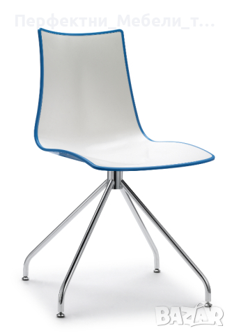 Дизайнерски въртящ се стол с хромирани крака и полимерна двуцветна седалка , снимка 5 - Столове за офис - 44858884