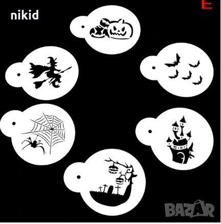 6 бр Хелоуин Halloween стенсил шаблони декор кафе бисквитки 