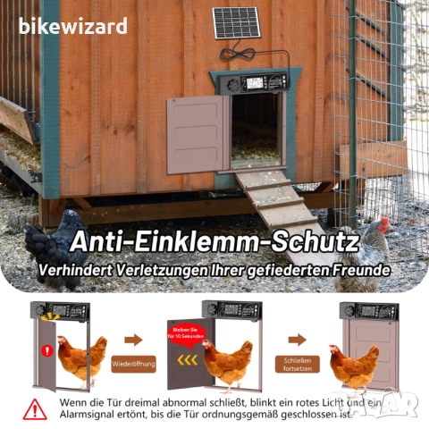 Автоматична врата за пилета със соларно зареждане таймер и дистанционно управление – голям размеНОВА, снимка 2 - За селскостопански - 52819280