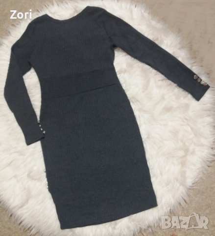 СТРАХОТНА рокля по тялото в цвят графит от много еластично и много фино плетиво , снимка 7 - Рокли - 43567229