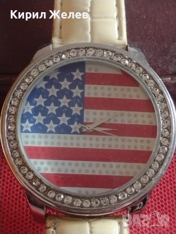 Фешън модел дамски часовник с кристали Американското знаме стил и комфорт 42598, снимка 5 - Дамски - 43786026