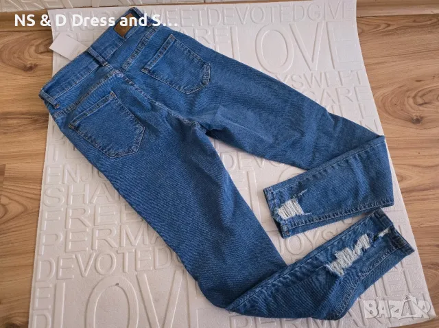 Дамски дънки Slim с накъсан ефект , снимка 4 - Дънки - 50013917