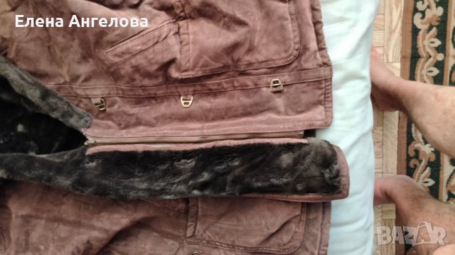 Кожено яке, палто, велур, кафяво "Gallery" №40, снимка 7 - Якета - 40709485