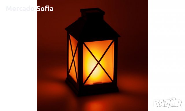 Соларен фенер с изкуствен пламък, черен, снимка 2 - Декорация за дома - 32631362