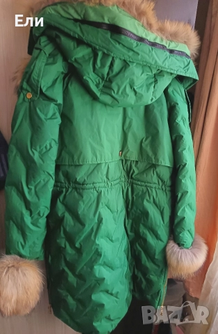 Зелена парка с естествен косъм от лисица , снимка 5 - Якета - 52648238