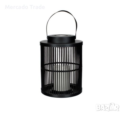 Декоративен соларен фенер Mercado Trade, Настолен, LED бяла топла светлина, Черен 