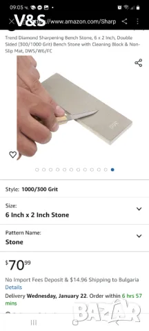 Камък за маса за диамантено заточване Trend, 6 x 2 инча, двустранен (300/1000 грит) камък за маса с 