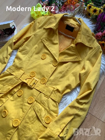 Жълт тренч Веро Мода, снимка 2 - Палта, манта - 50867659