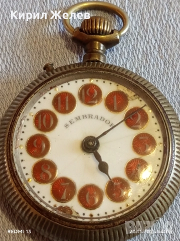 Стар джобен часовник SEMBRADOR рядък керамичен циферблат за КОЛЕКЦИЯ 52251, снимка 13 - Антикварни и старинни предмети - 52479292