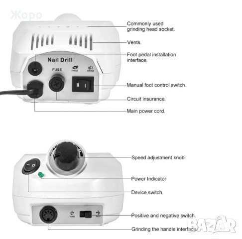 Професионална електрическа пила за нокти 35000 оборота с 6 представки бяла , снимка 5 - Продукти за маникюр - 43945293