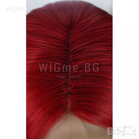 Къса права червена лейс фронт перука Лина, снимка 7 - Аксесоари за коса - 35571101