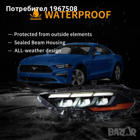 Комплект Full LED фарове с динамични мигачи за Mustang 2018- с визията на S650 2024--, снимка 9 - Части - 50635648