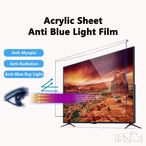 Качествен протектор за монитор/телевизор 17 до 65” Anti Blue Light, UV, срещу надраскване, снимка 9 - Стойки, 3D очила, аксесоари - 39966809