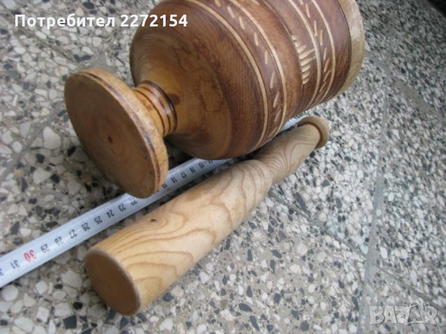 Голям дървен хаван хаванче, снимка 8 - Антикварни и старинни предмети - 29067766