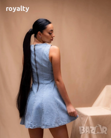 Синя Дамска Рокля , снимка 5 - Рокли - 52945428