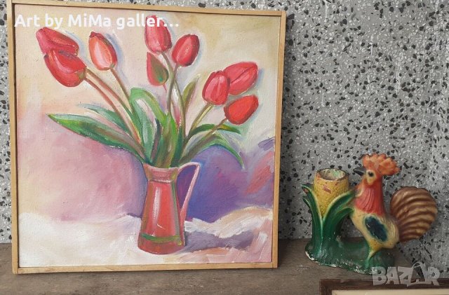 Лалета, картина, лале 44х45см, снимка 4 - Картини - 43448346