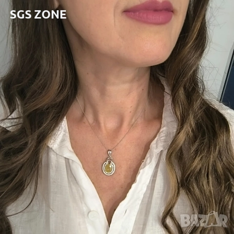 УНИКАЛЕН СРЕБЪРЕН ВИСУЛКА С ЖЪЛТ САПФИР ОТ ТАЙЛАНД, снимка 2 - Колиета, медальони, синджири - 52296261