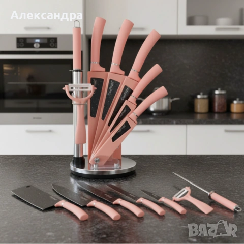 Комплект кухненски н о ж о в е 8 в 1 с въртяща се стойка Cheffinger за подредена кухня, снимка 2 - Други - 53186747