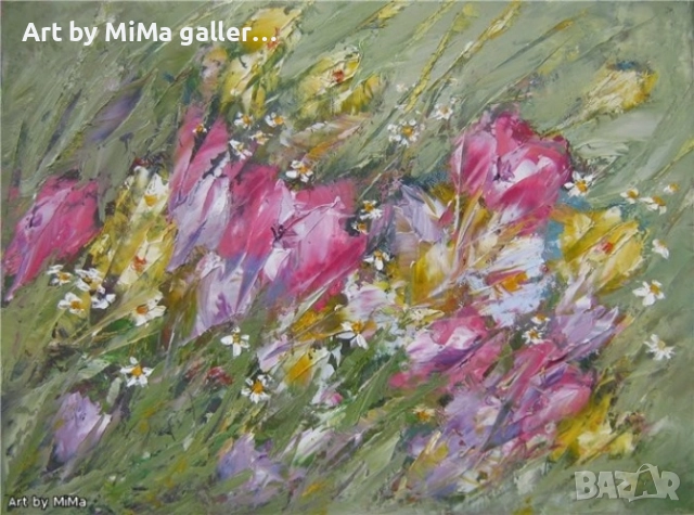 цветя, букет - картина, маслени бои, платно, автор, kartina, painting, снимка 6 - Декорация за дома - 35228339