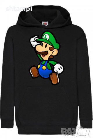 Детски Суитчър/Суитшърт Luigi Mario Paper,Super Mario,Игра,Подарък,Изненада,Забавление,Рожден Ден