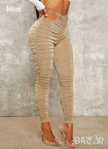 Еластичен набран клин в светло кафяво, снимка 2 - Клинове - 47516111