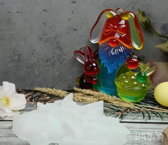 Молд Великден гном с кошница и заек, снимка 5 - Форми - 53412794