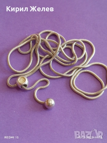 Сребърна верижка тип змийска кожа винтидж бижу елегантен дизайн 52434, снимка 7 - Колиета, медальони, синджири - 52834971