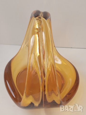 Арт Деко бонбониера /  купа от масивно цветно стъкло, снимка 3 - Прибори за хранене, готвене и сервиране - 43430289