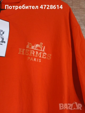 HERMES мъжка тениска в оранжево, снимка 2 - Тениски - 53421218