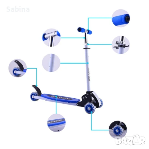 Детски скутер с възможност за регулиране на височината и светещи колелета scooter3, снимка 3 - Други спортове - 48507550