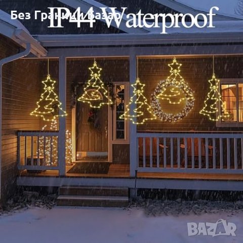 Нови 3 броя 180 LED Коледни Светлини за Прозорец, Водоустойчиви Елха Украса, снимка 2 - Други - 43427230