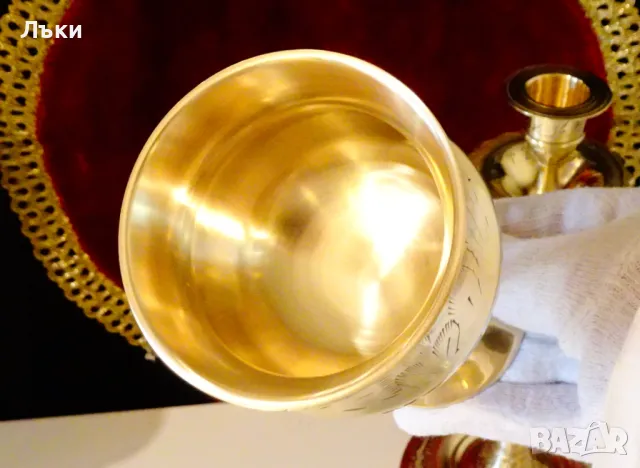 Фантастичен бронзов бокал,чаша за вино. , снимка 3 - Антикварни и старинни предмети - 48176280