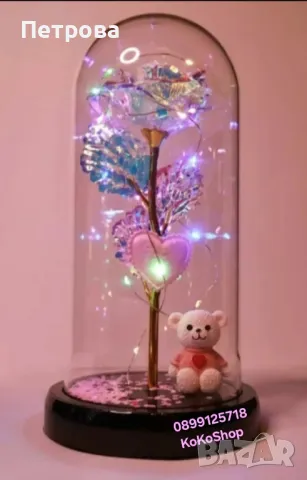 Роза в стъкленица с мече и сърце/роза в стъкленица/вечна роза, снимка 3 - Декорация за дома - 49007855