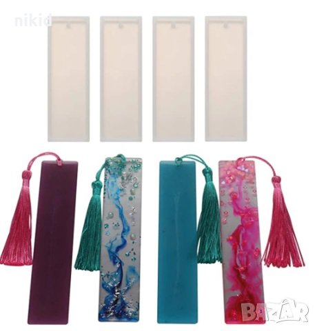 Правоъгълен книгоразделител Bookmark силиконов калъп молд бижутерски сладкарски смола изделия, снимка 2 - Форми - 29572324