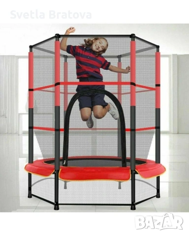 Мини батут с мрежа за безопасност – Компактен и забавен избор за деца, снимка 4 - Други стоки за дома - 53057667