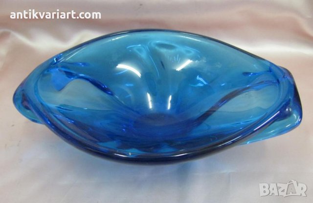 Стара Мурано Кристално Стъкло Масивна Тежка Купа, снимка 3 - Антикварни и старинни предмети - 27825066